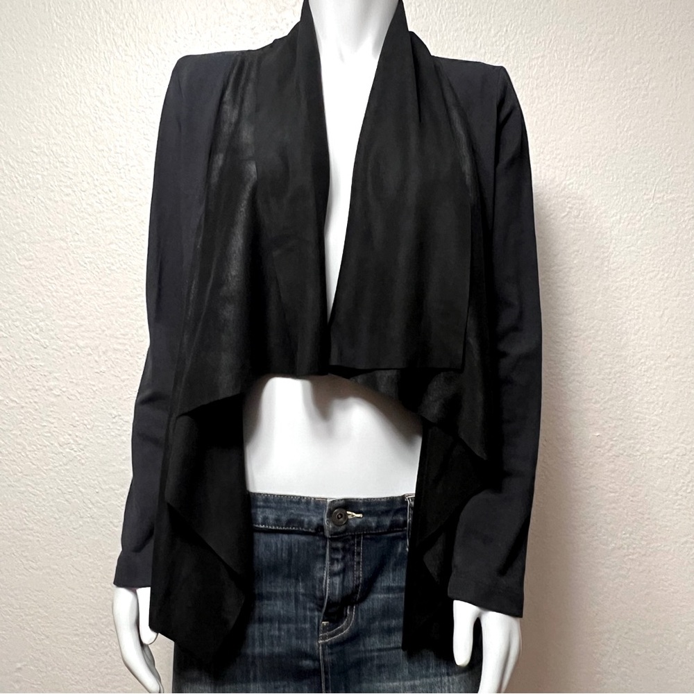 Splendid Faux Suede Open Front Asymmetrical Cardigan Sweater Jacket